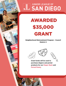JLSD awarded $35,000 grant through Neighborhood Reinvestment Program, Council District 4, for Diaper Bank and Period Pantry